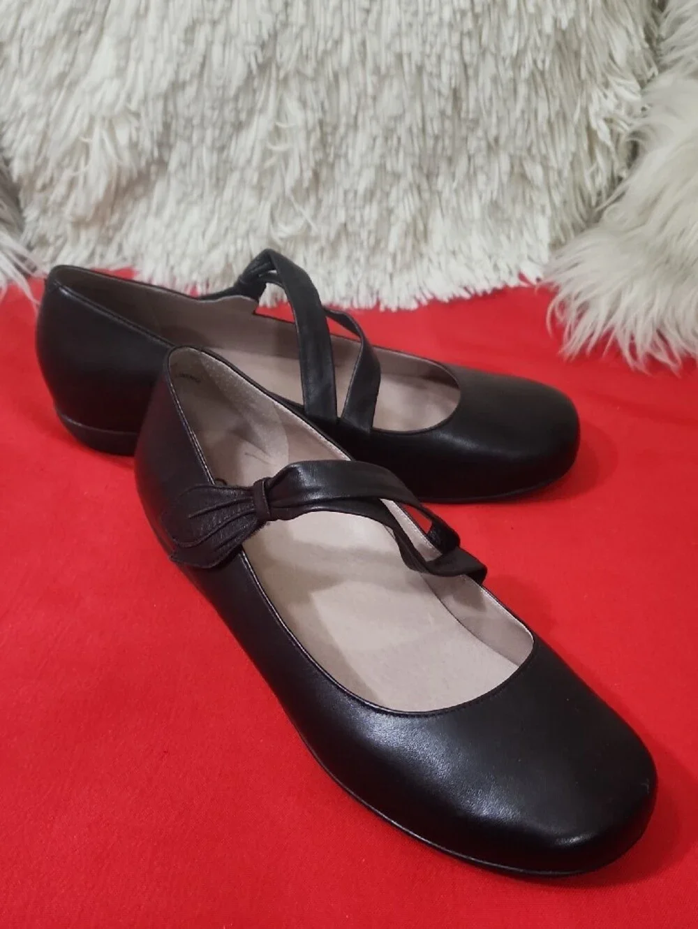 Abeo Talia Neutral Black Bow-Strap Comfort Flats